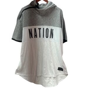 Parish Nation Short Sleeve Pullover Hooded Sweatshirt White Gray Zipper Men's 1X